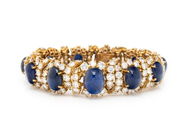 ANDRÉ VASSORT FOR M. GERARD, UNHEATED BURMESE SAPPHIRE, DIAMOND, AND YELLOW GOLD BRACELET
