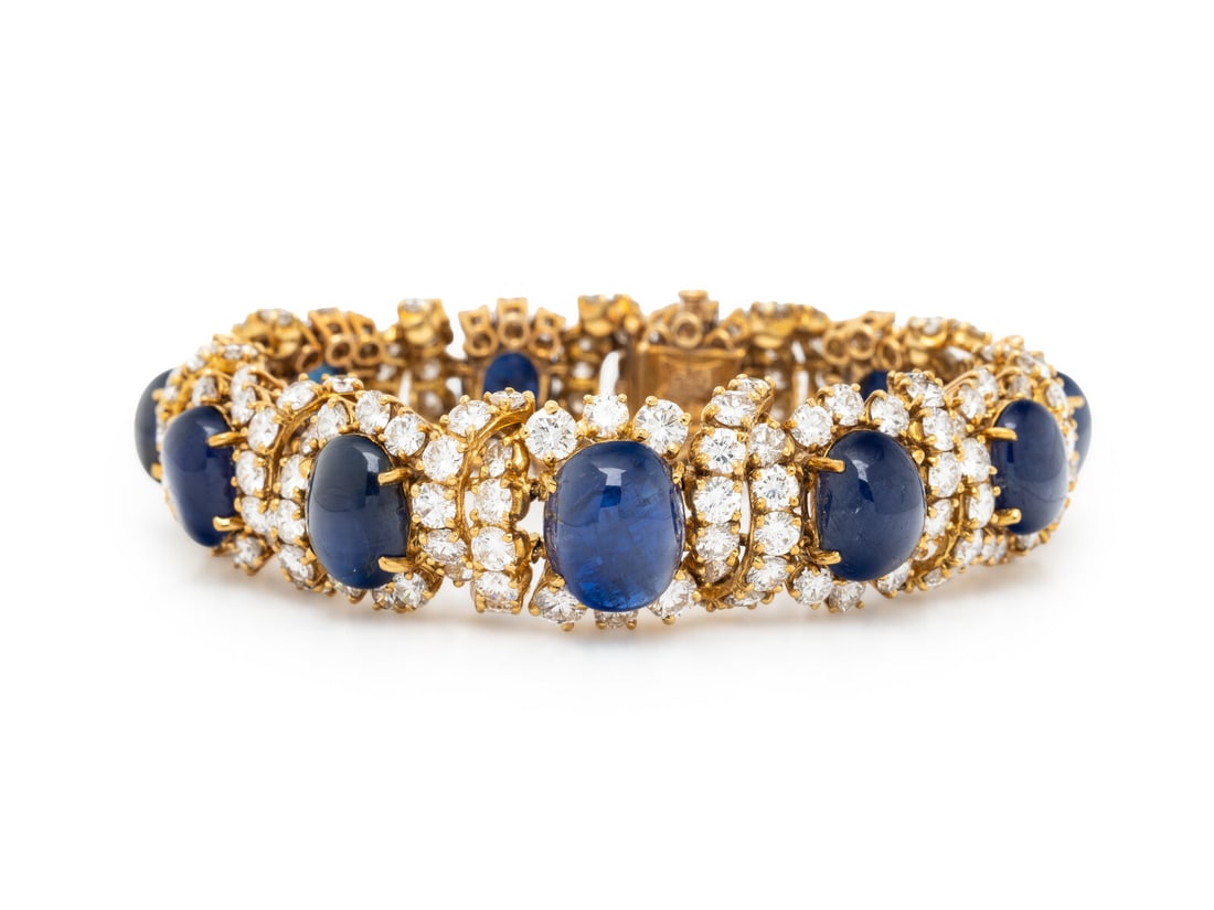 ANDRÉ VASSORT FOR M. GERARD, UNHEATED BURMESE SAPPHIRE, DIAMOND, AND YELLOW GOLD BRACELET (1 of 4)