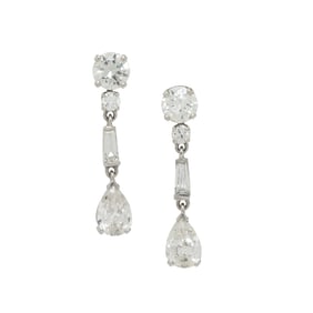 DIAMOND AND PLATINUM STUD EARRINGS WITH JACKETS