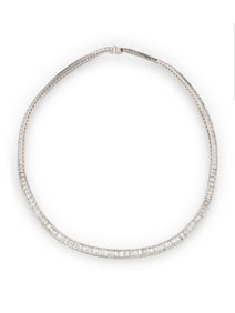 BAGUETTE DIAMOND AND PLATINUM RIVIÈRE NECKLACE