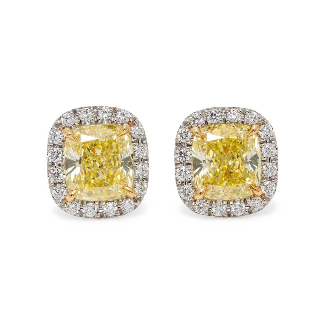 TIFFANY & CO., 'SOLESTE' FANCY INTENSE YELLOW DIAMOND AND DIAMOND STUD EARRINGS (1 of 6)