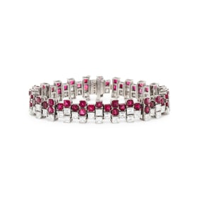 OSCAR HEYMAN, RUBY AND DIAMOND BRACELET