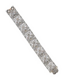 M. BUCCELLATI, SILVER-TOPPED GOLD AND DIAMOND BRACELET