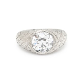 TRANSITIONAL CUT DIAMOND AND PLATINUM RING