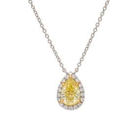 TIFFANY & CO., 'SOLESTE' FANCY INTENSE YELLOW DIAMOND, DIAMOND, AND PLATINUM NECKLACE