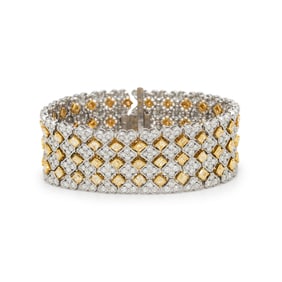 YELLOW DIAMOND, DIAMOND, AND BICOLOR GOLD BRACELET