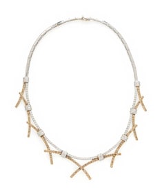 COLORED DIAMOND, DIAMOND, AND WHITE GOLD NECKLACE