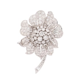 DIAMOND AND PLATINUM FLORAL BROOCH