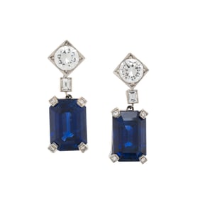 CEYLON SAPPHIRE AND DIAMOND EARRINGS