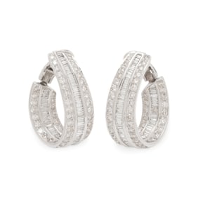 PLATINUM AND DIAMOND HOOP EARRINGS