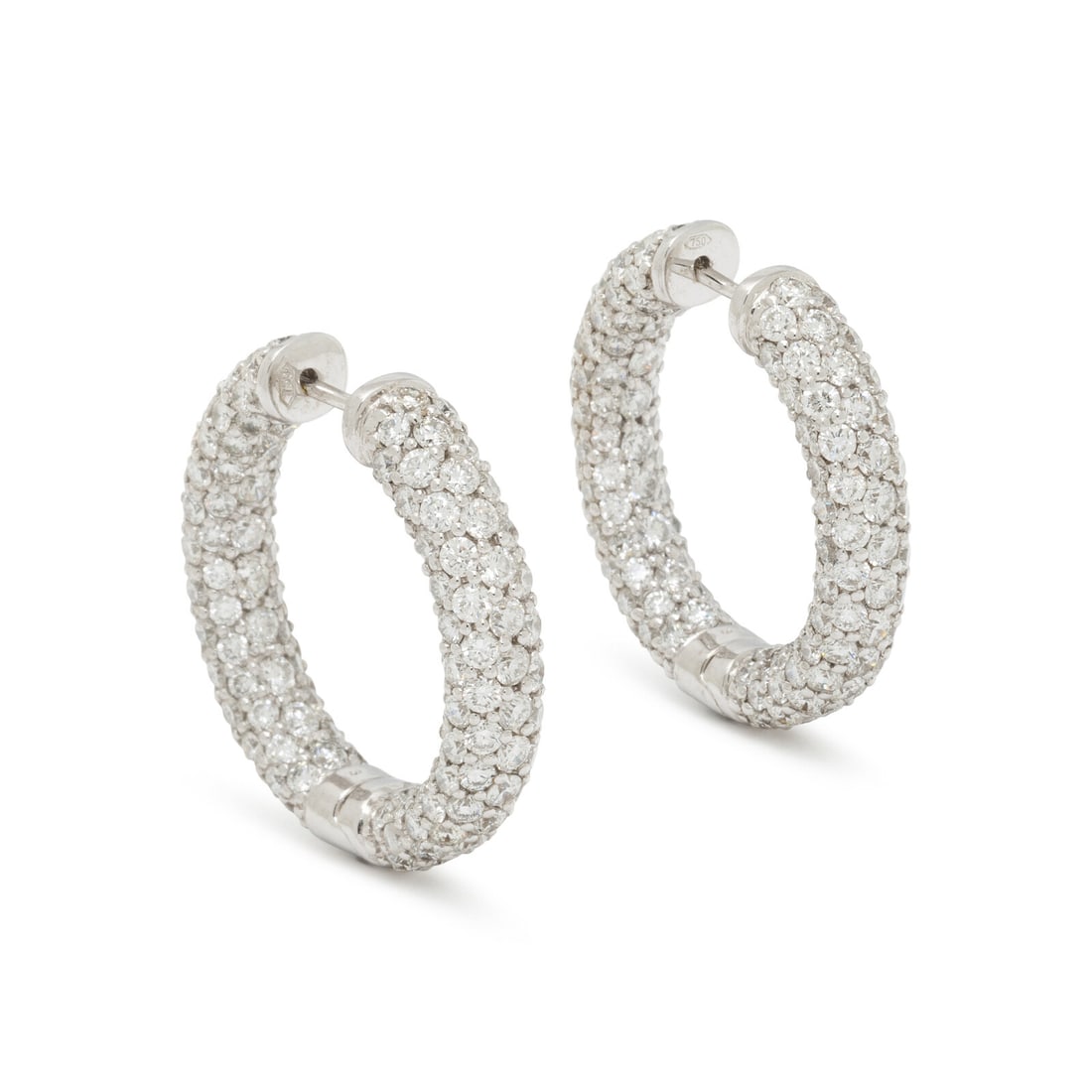 DIAMOND AND WHITE GOLD HOOP EARRINGS (1 of 2)