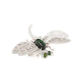 TOURMALINE, DIAMOND, AND WHITE GOLD 'EN TREMBLANT' DRAGONFLY BROOCH