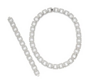 DIAMOND AND WHITE GOLD CONVERTIBLE NECKLACE AND BRACELET