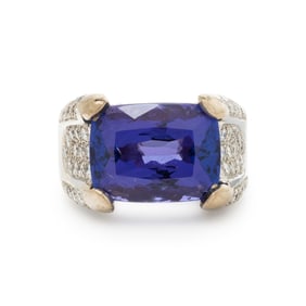 TANZANITE AND DIAMOND RING
