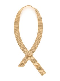 YELLOW GOLD CROSSOVER LINK NECKLACE