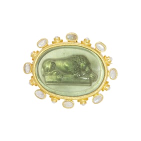 ELIZABETH LOCKE, YELLOW GOLD AND MULTIGEM LION BROOCH