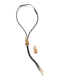 ANDREW, YELLOW GOLD CACTUS BOLO TIE SLIDE AND BROOCH