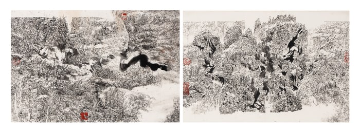 Leung Kui-ting (Chinese, b. 1945) Landscape 2008 (a pair of works), 2001