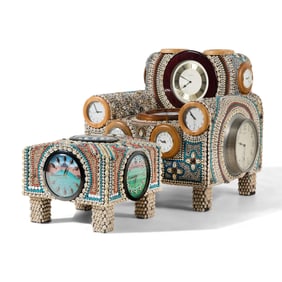 David Philpot (American, 1940-2018) Clock Chair and Ottoman