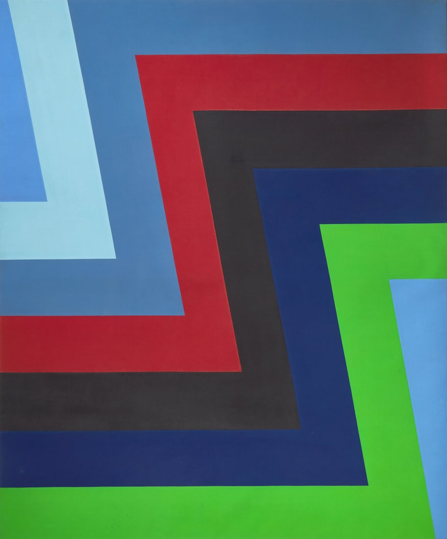 Howard Mehring (American, 1931-1978) Seven Part, 1967-68: Howard Mehring (American, 1931-1978) Seven Part, 1967-68 acrylic on canvas signed Howard Mehring, titled and dated 68 (top verso); signed Mehring and dated May 67 (lower verso) 85 x 70 1/2 inches. Thi