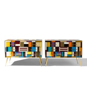 Italian Modernist 20th Century Pair of Chests of Drawers, c. 1980