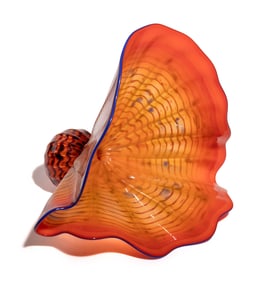 Dale Chihuly (American, b. 1941) Orange Persian with blue lip wrap