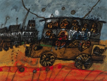 Theo Tobiasse (French, 1927-2012) La Vie des Hommes s'ecoule dans des Autobus, 1967