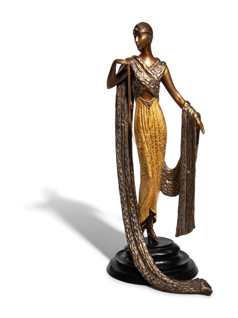 Erté (Russian, 1892-1990) 'Je L'Aime' polychrome bronze sculpture (1 of 4)