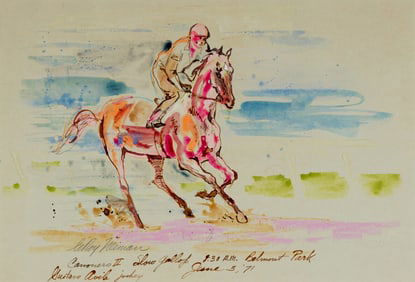 Leroy Neiman (American, 1921–2012) Cannonero II, Slow Gallop, 8:30 A.M, Belmont Park, 1971