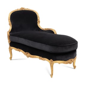 A Louis XV Style Giltwood Chaise Longue