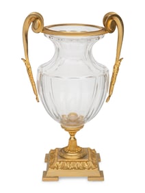 A Cristal Frères Gilt-Bronze Mounted Cut-Glass Urn