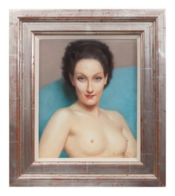 Robert Louis Raymond Duflos (French, 1898 - 1929) Nude on a Blue Sofa