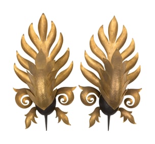 A Pair of Contemporary Bronze and Gilt Metal Sconces