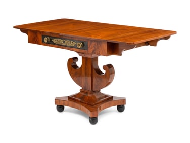 A Baltic Neoclassical Gilt-Bronze Mounted Mahogany Drop-Leaf Sofa Table