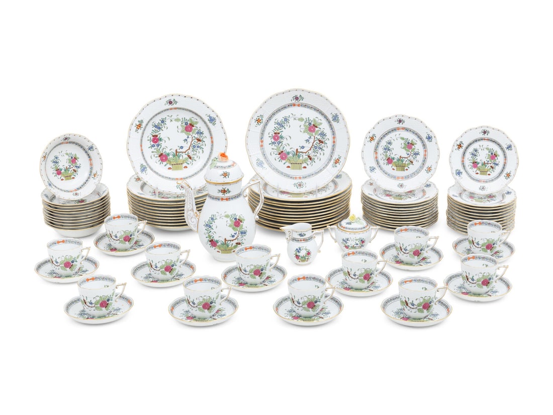 A Herend Porcelain Indian Basket Dinner Service (1 of 6)