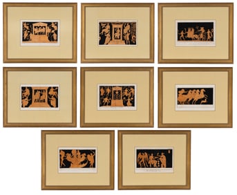 A Group of Eight Hand-Colored Engravings of Vase Designs