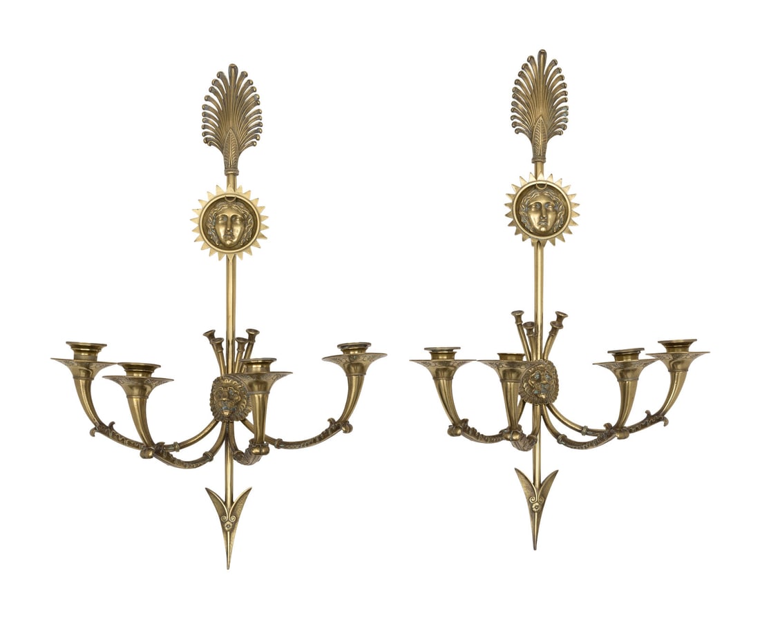 A Pair of Neoclassical Style Gilt-Bronze Four-Light Sconces (1 of 3)
