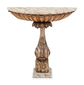 An Italian "Grotto" Style Painted and Silvered Console Table