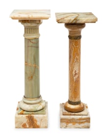 Two Italian Bronze Mounted Onyx Pedestals