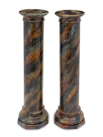 A Pair of Italian Painted Faux Marble Pedestals