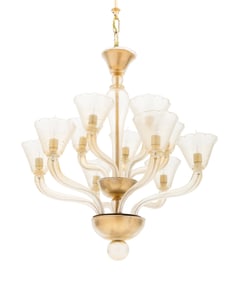 A Murano Bullicante Glass Twelve-Light Chandelier