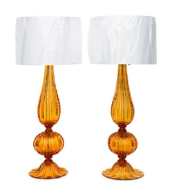 A Pair of Alberto Donà Murano Glass Table Lamps