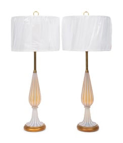 A Pair of Murano Glass Lamps