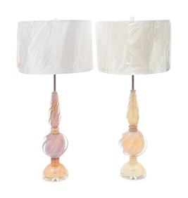 A Pair of Murano Glass Table Lamps