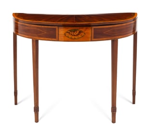 A George III Mahogany and Marquetry Flip-Top Table