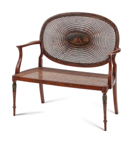 An Edwardian Painted Satinwood Settee