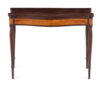 A Federal Birch and Mahogany Flip-Top Game Table