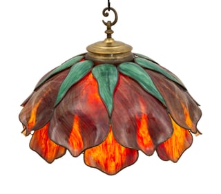 A Bent Glass Novelty Co. Slag Glass Floriform Chandelier
