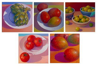 Jim Salem (American, b. 1948) Still Lifes with Fruit (five works)