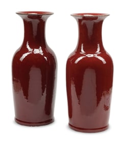 A Pair of Chinese Sang de Boeuf Porcelain Vases